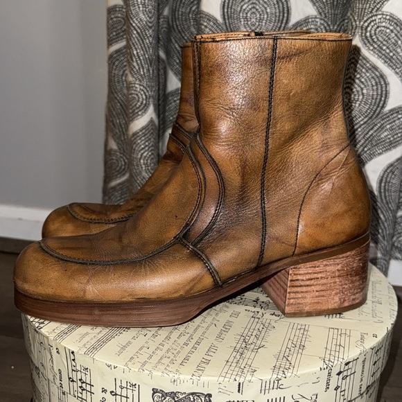 Brentmoor Vintage Marbled Leather Men’s Ankle Boots - Picture 1 of 6